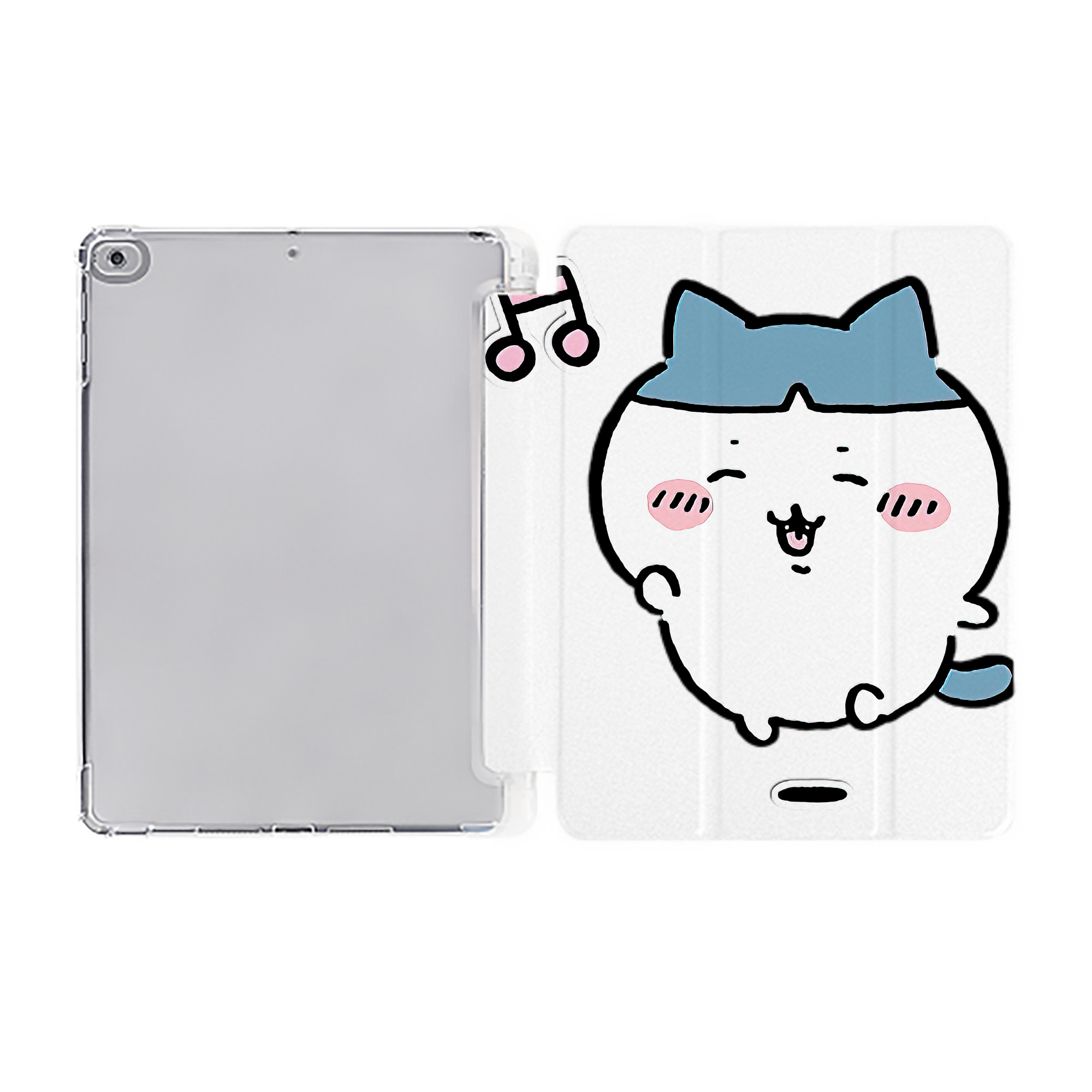 （画像用） ちいかわ ハチワレ Chii-kawa hachiware IPad ケース ペン収納付き 三つ折りスタンド PUレザー×シリコン 対応機種9.5/10.5/10.9インチ